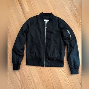 Garage Black Bomber Jacket with Zip Details